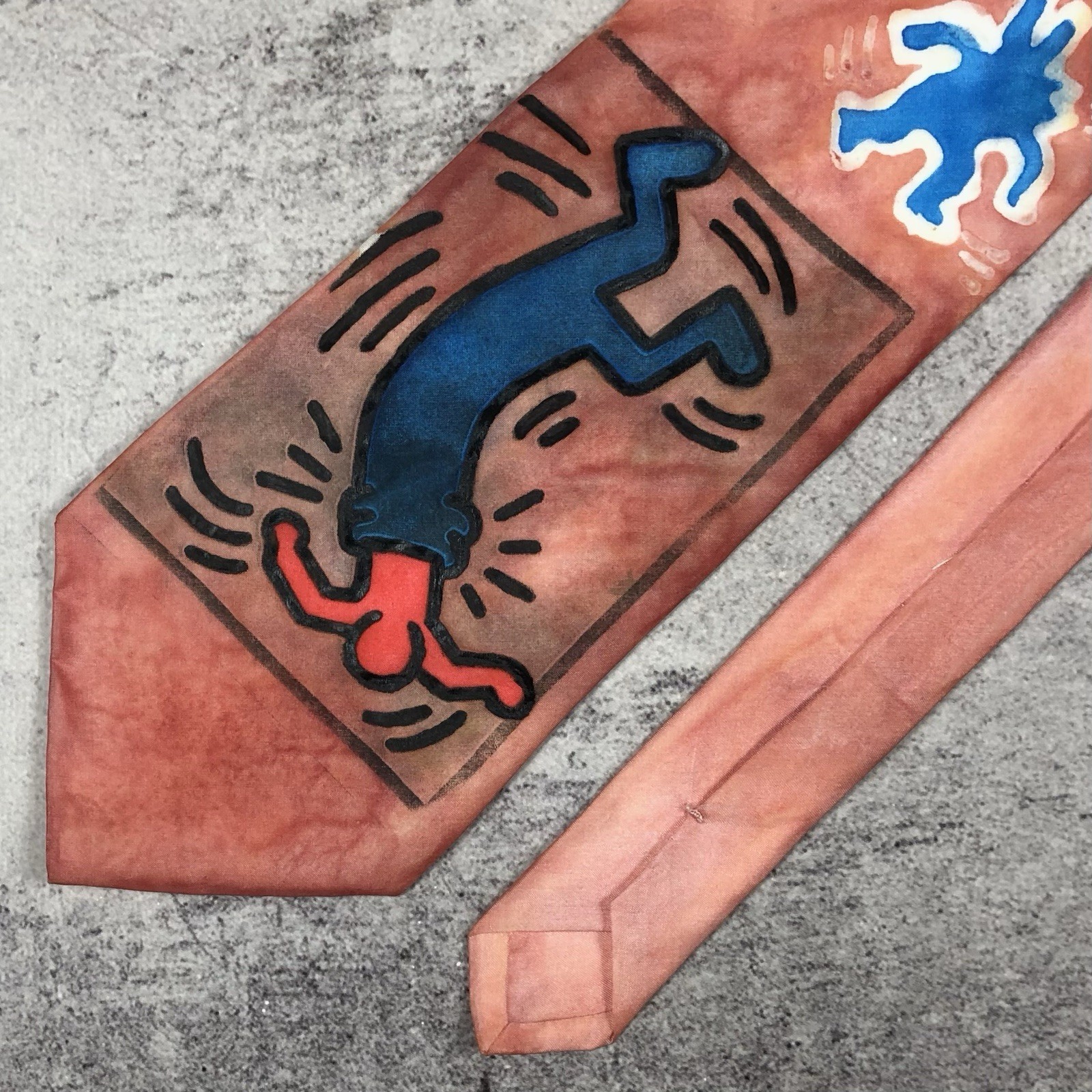 1Of1 Handmade Keith Haring Tie 100percent Silk Vintage Art 90s Rare Custom image 3