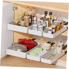 3 Pack Pull Out Cabinet Organizer, 15.7"Deep Pull Out Drawers for White