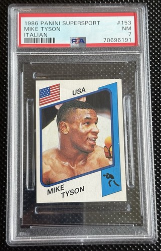 RARE 1986 Panini Supersport Italian 153 Mike Tyson Rookie NM PSA 7 BOXING CARD!