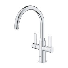Grohe Kitchen Tap Mono Mixer Double Lever Chrome Ceramic Disc Swivel Spout
