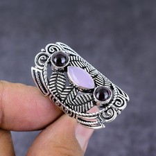 Rose Quartz, Pink Amethyst Gemstone 925 Sterling Silver Jewelry Ring Size 7 Z166