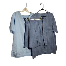 vintage Towncraft Mens Pajama Set Blue Plaid Sleepwear Loungewear Shorts Size L