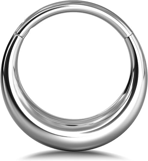 Piercing septum argenté en acier chirurgical 316L hypoallergénique de 16G