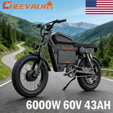 6000W E Dirt Bike 60V 43AH Electric Motorcycle 20" All Terrain E-BIKE 45 MPH US