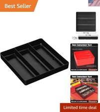 Stackable Home, Office Workshop Tray in Black with 3 Compartments - Ideal f...