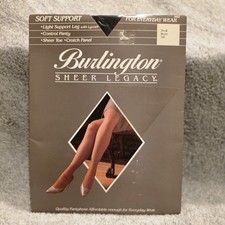Vintage Burlington Sheer Legacy Black Pantyhose Size Small Soft Support Control