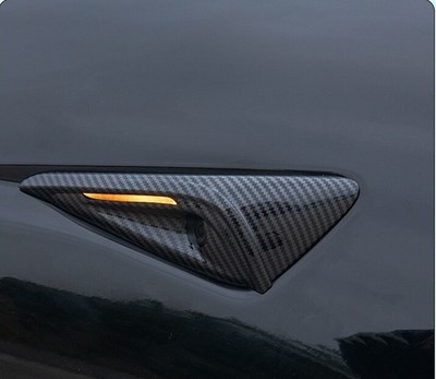For Tesla Model 3/Y Carbon Fiber Style Side Fender Camera Vent Covers Trim