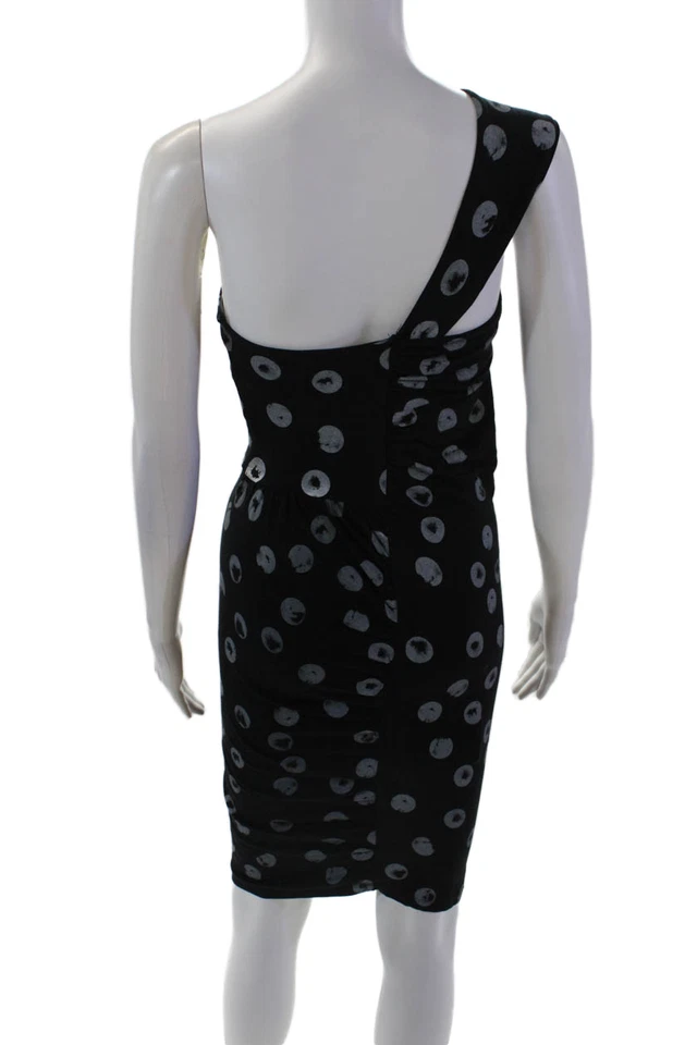 Vestido Religion para mujer a lunares con un hombro negro gris talla pequeña Foto 3 de 4