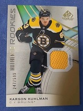 Karson Kuhlman BRUINS 2019-20 SP Game Used Authentic Rookies Jersey RC /599