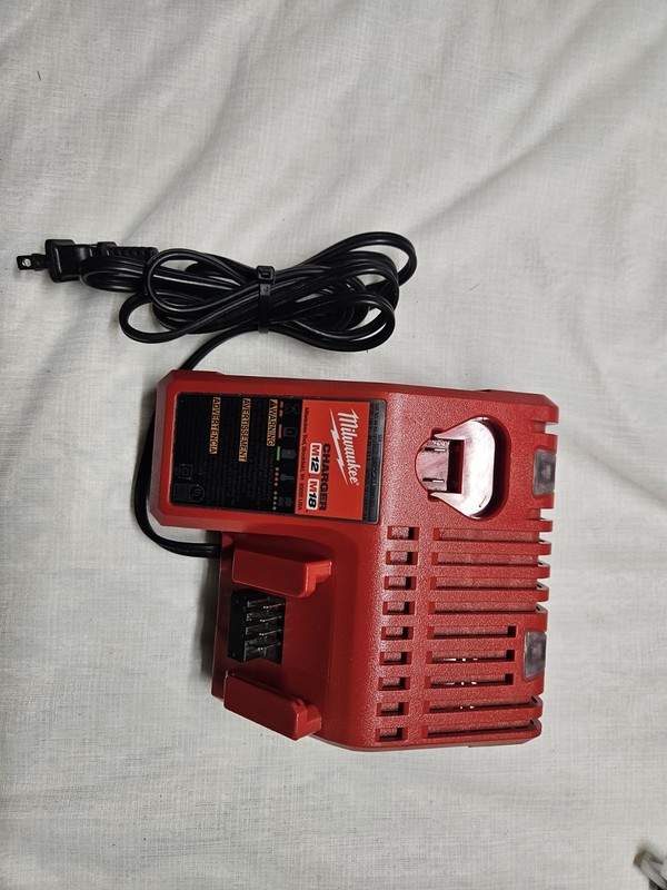 Milwaukee M12 M18 18V Red Dual Bay Battery Charger w/ Power Cord, 2-Bay