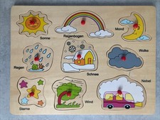 KINDER HOLZ STECKPUZZLE Holzpuzzle Kleinkinder Setzpuzzle Regenbogen Haus Auto