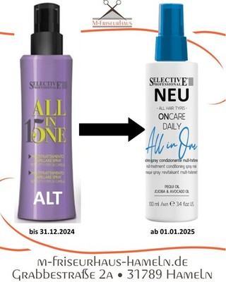2x Selective ALL in ONE 15 ONCARE DAILY Maske Kur Hitzeschutz Volumen je 100ml