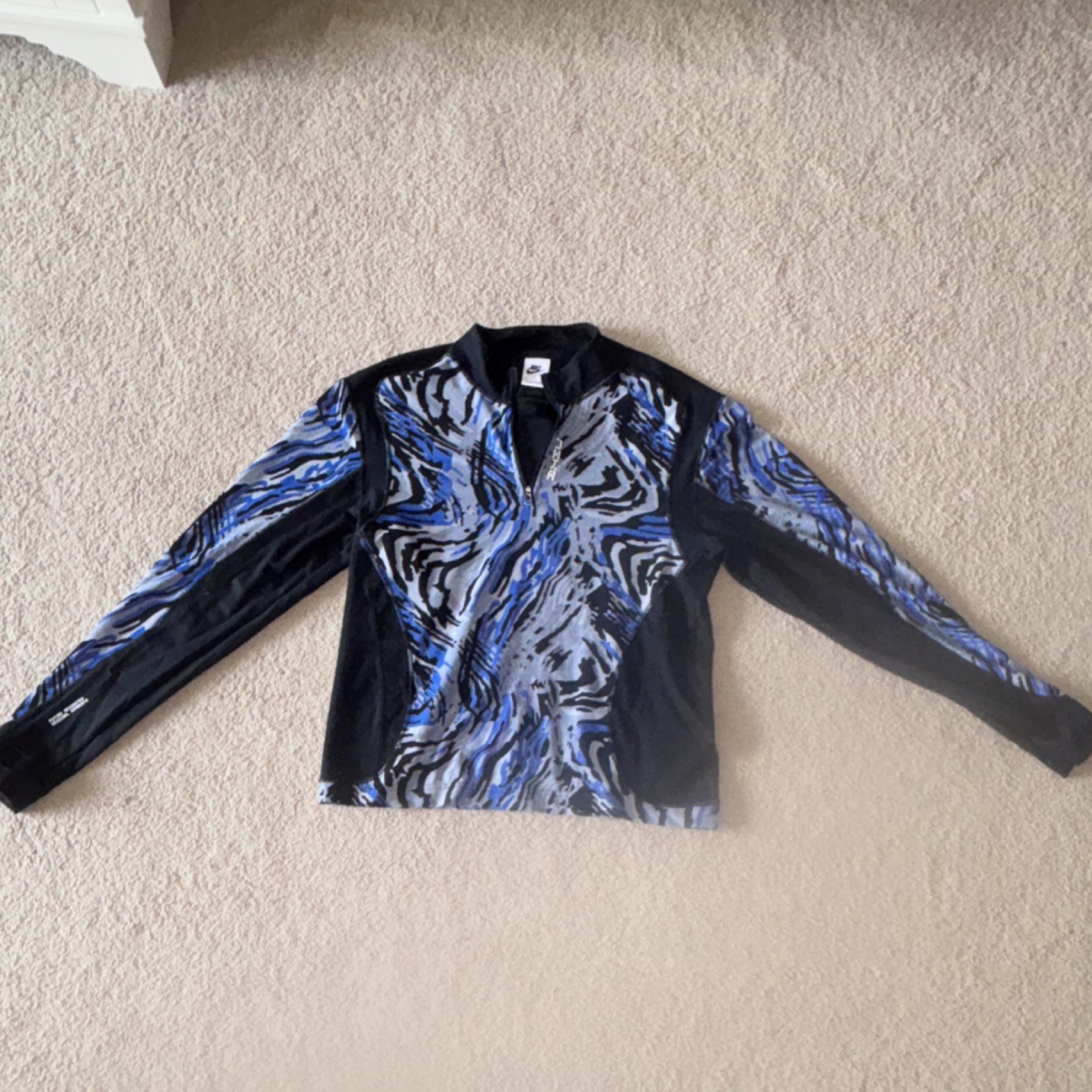 Nike Men's Abstract Track Jacket Black Blue Gray Mesh Zip Long Sleeve Size M