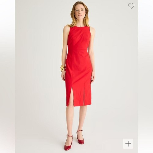 J. Crew Womens Dress Size 10 Red Shift Italian Stretch Wool Side Slit BY789 New