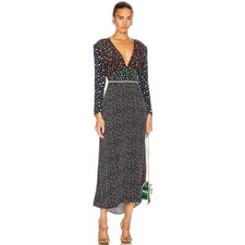 Rixo Cordelia Mixed Ditsy Floral Print Long Sleeve Maxi Dress Size XL