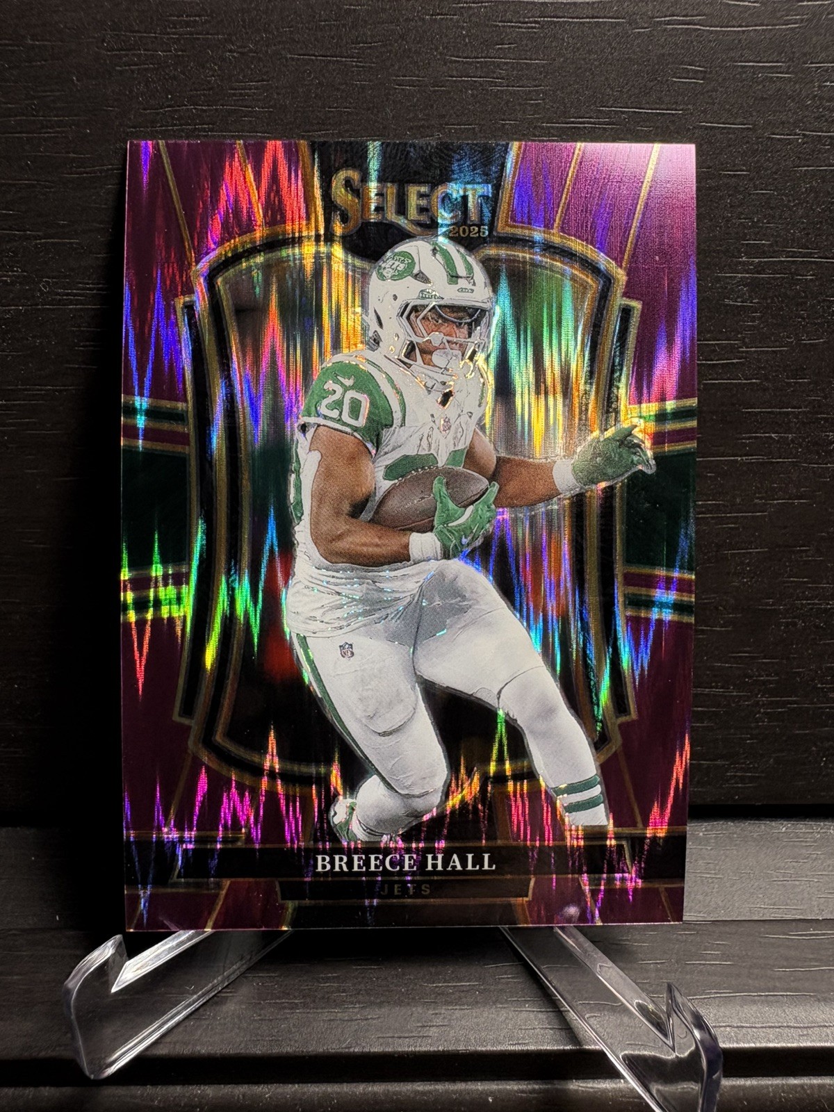 2025 Panini Select Breece Hall /699 Purple Shock Prizm Premier Level #175 Jets
