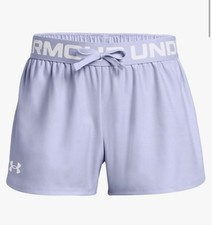 Under Armour Girls Medium Shorts Play Up Solid Purple Heatgear Loose New W/ Tags