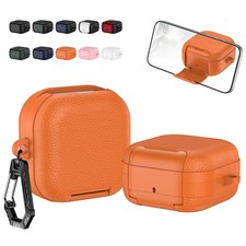 Rugged Leather Texture Case Cover Built-in Stand For Samsung Galaxy Buds 4/4Pro