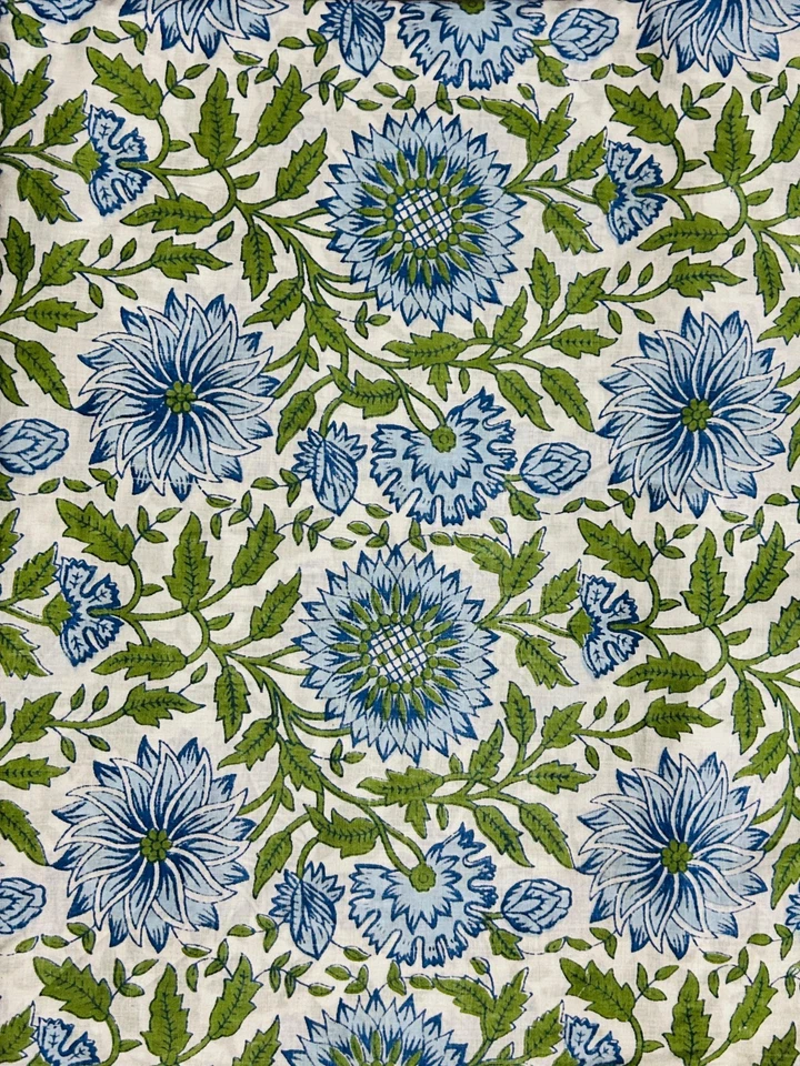 100% Indian Cotton Fabric Hand Block Print Floral Craft Sewing Fabric By The Yd - Image 3 of 4