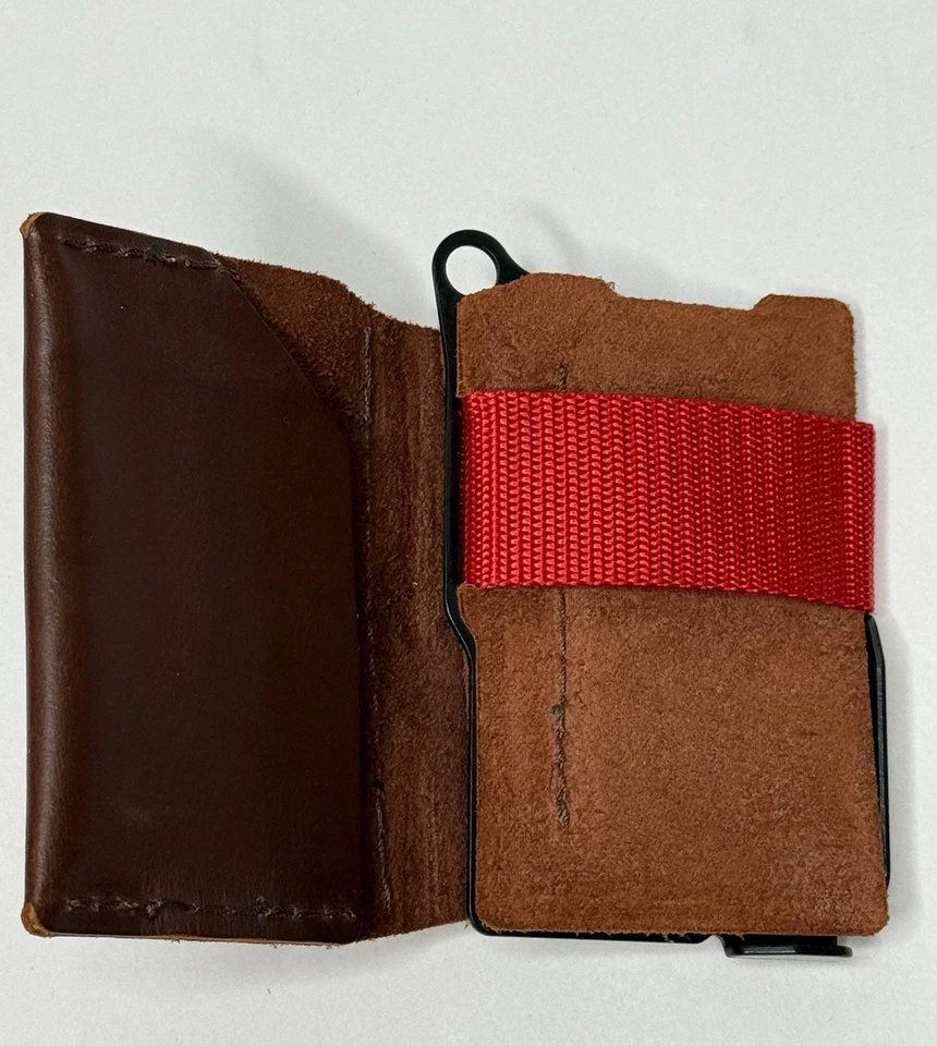 Cartera cuaderno minimalista de bajo perfil Trayvax Summit clip táctico para dinero marrón Foto 3 de 4