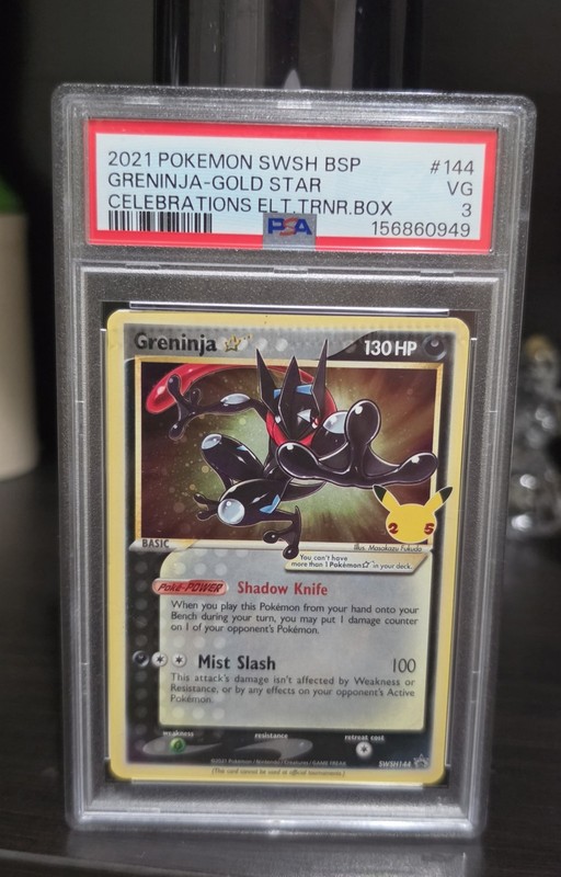 Greninja Gold Star PSA 3, Pokemon Celebrations SWSH Black Star Promo(Error Card)