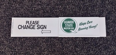 Quaker State motor oil sign VINTAGE ORIGINAL open/close gas station door slider