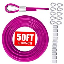 3/16" Vinyl Coated Steel Wire Rope for Hanging String Lights | Rust-resistant