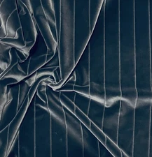 DONGHIA Ondulato Midnight Blue Cotton Velvet Stripe Poly Remnant New