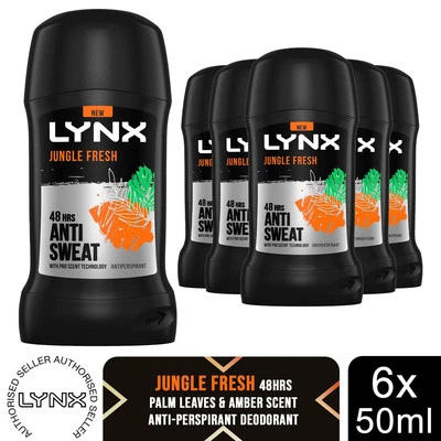 Lynx Deodorante Stick Antitraspirante 48H Protezione Odori Jungle Fresh 50ml, 6pz