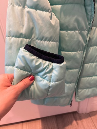 GAP KIDS GIRL LIGHTWEIGHT BLUE STARS TEAL REVERSIBLE M Jacket Coat - Picture 5 of 7