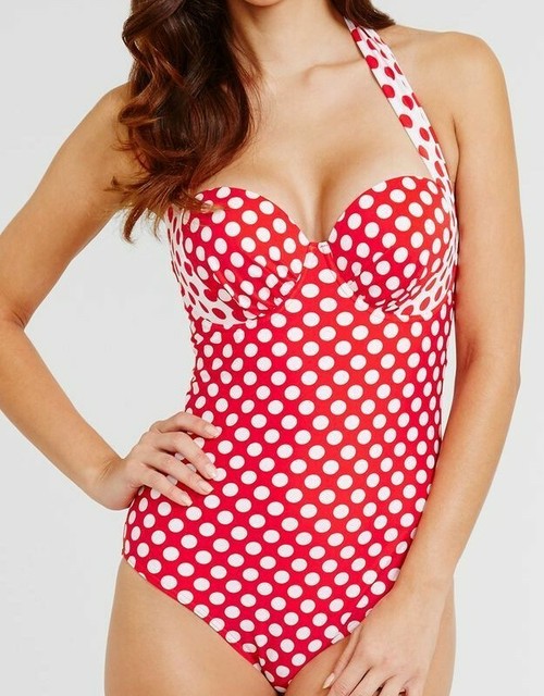 red halterneck swimsuit