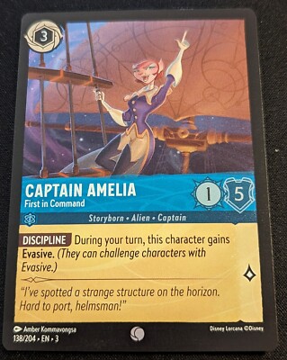 Disney Lorcana TCG - Captain Amelia - First in Command COLD FOIL - Pack Fresh!!