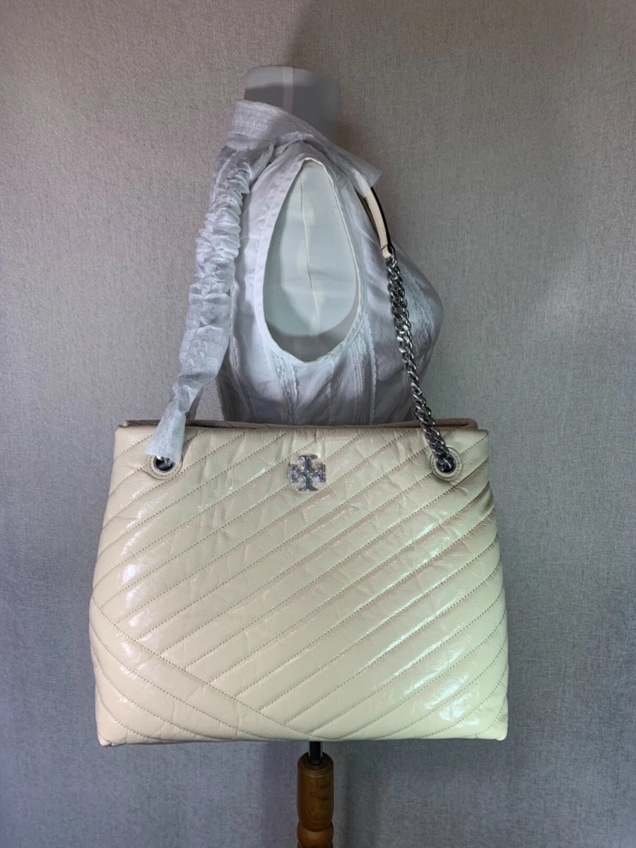 NWT Tory Burch New Ivory Distressed Kira Chevron Tote $628