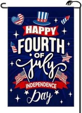Happy 4th of July Garden Flag 12x18 Inch Vertical Double Sided Patriotic Memoria