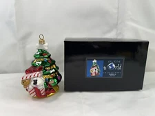 Vintage Joy to the World Glass Ornament 5”  Kitty & Dog Xmas Tree W Original Box