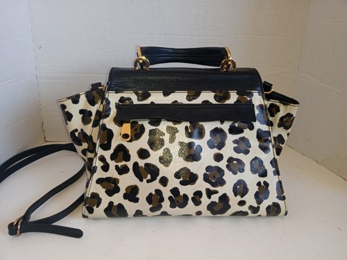 Cartera de lona recubierta y cuero negro con estampado de guepardo "Eartha" de ZAC POSEN - Imagen 7 de 17