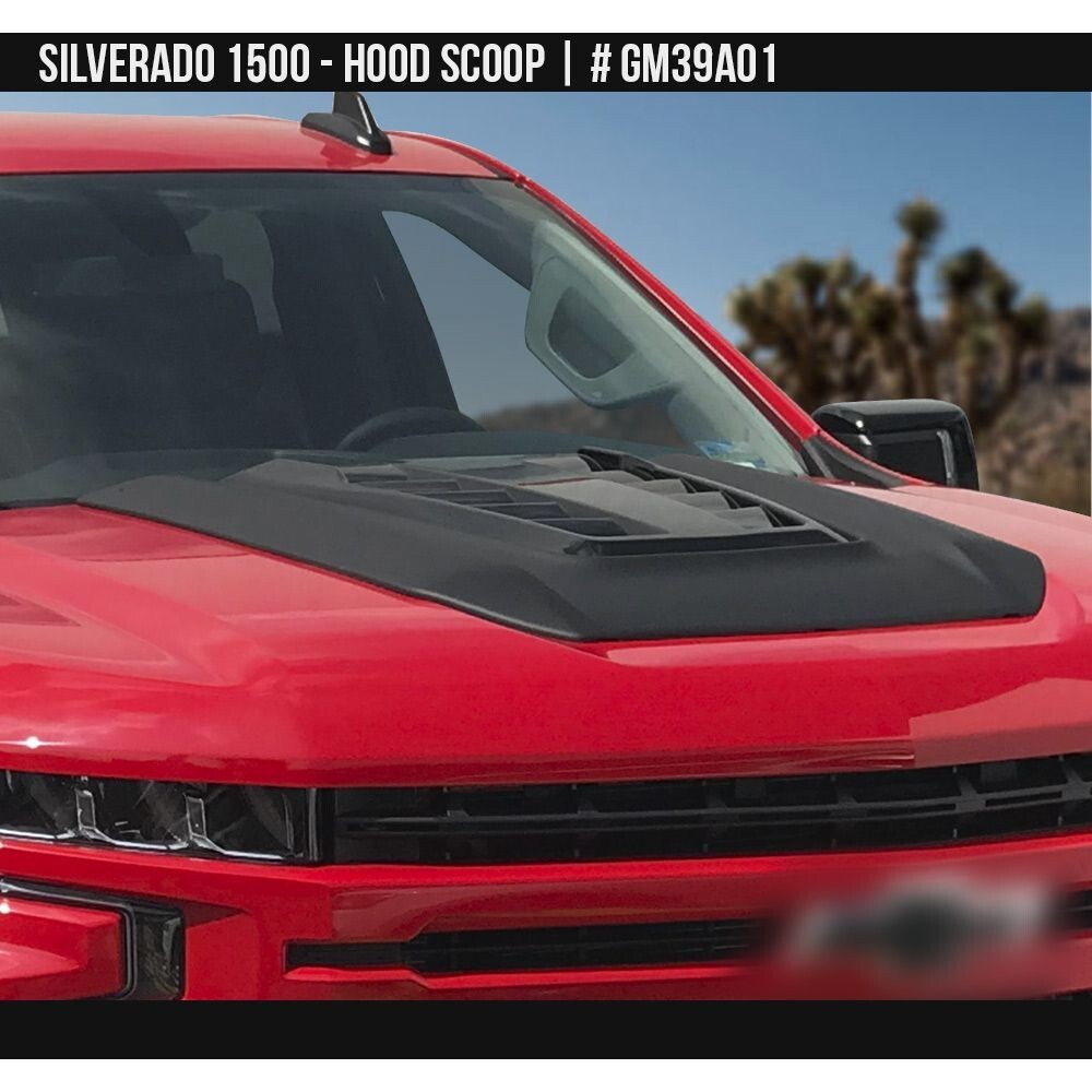 Fits 19-24 Silverado 1500 Air Design Custom Style Hood Scoop Satin Black GM39A01