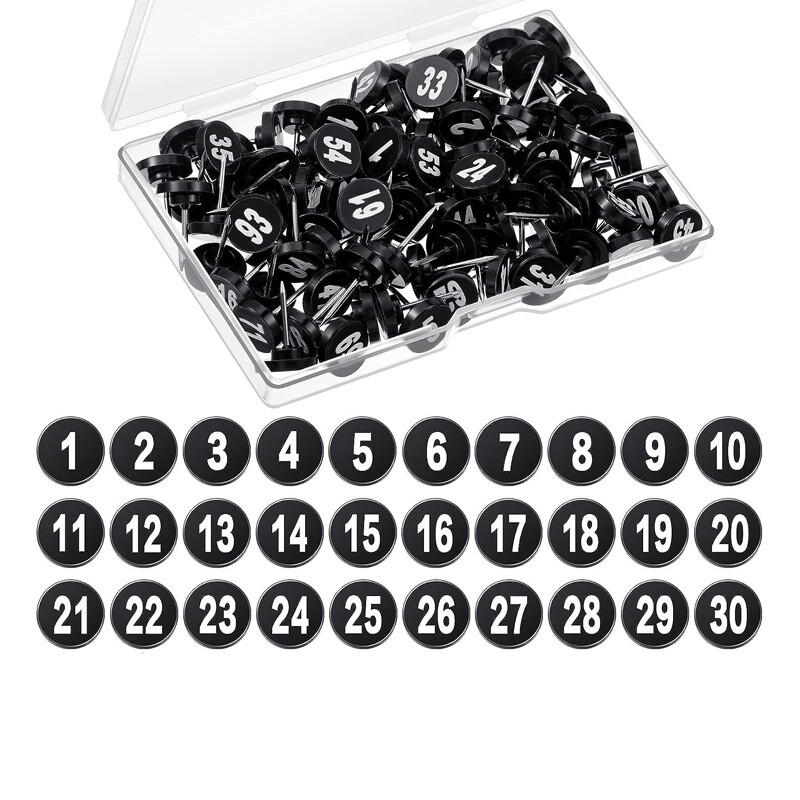 Black Numbered Push Pins 1100 Numbers Push Pin Tacks Push Pins for
