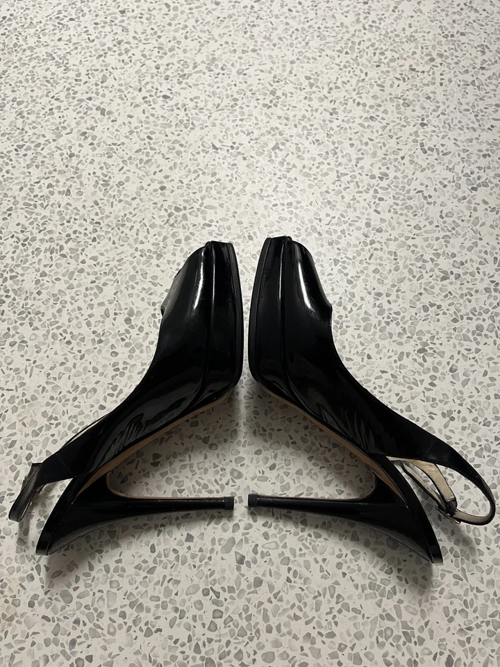 Jimmy Choo патент каблук CLUE насосы заглянуть носок слинга назад кожаная обувь Италии Nova 7 - Изображение 4 из 4