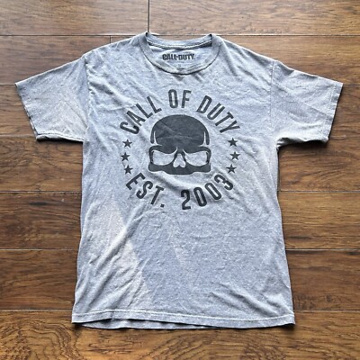 Call of Duty Video Game Skull Grey T Shirt