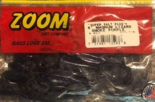 Zoom Soft Plastic Bait 8” Magnum Lizard Smoke Purple Super Salt Plus 9-Pack
