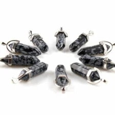 Wholesale 30pcs Snowflake Stone Pendants Hexagonal Pillar Pendulum Necklaces