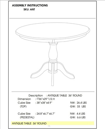 Antique 36" small round single pedestal kitchen table in dark wood cappuccino - Picture 3 of 12