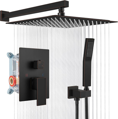 Oil Rubbed Bronze Rainfall Shower System with 16'' Head and Mixer Valve