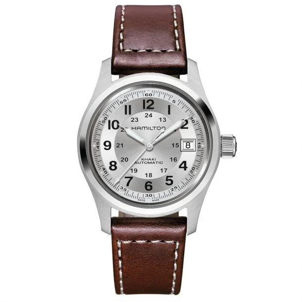 Hamilton khaki mechanical leather hotsell strap