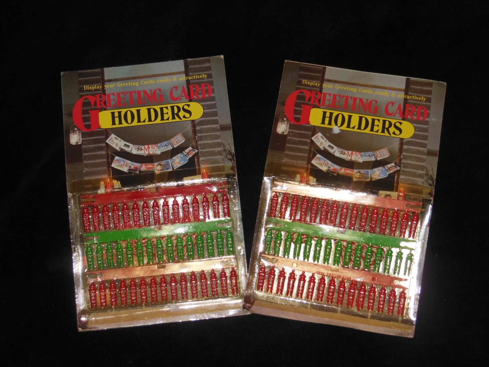 2 - Tarjeteros de Felicitación - Expositor Vintage - Pinzas Miniatura - Navidad