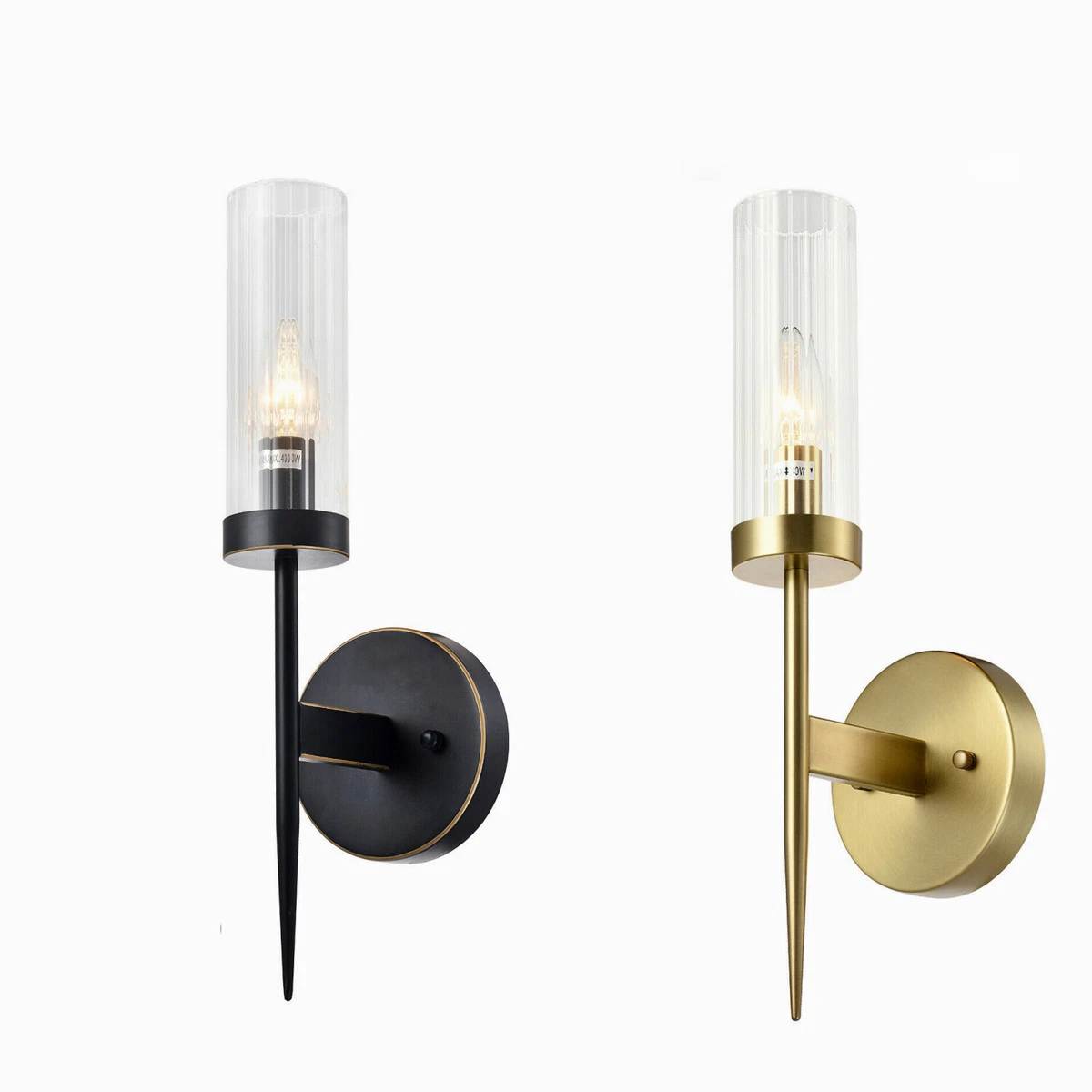 Indoor Wall Light Tube Shade Glass Vanity Light E27 Bedroom Living Dining Brass