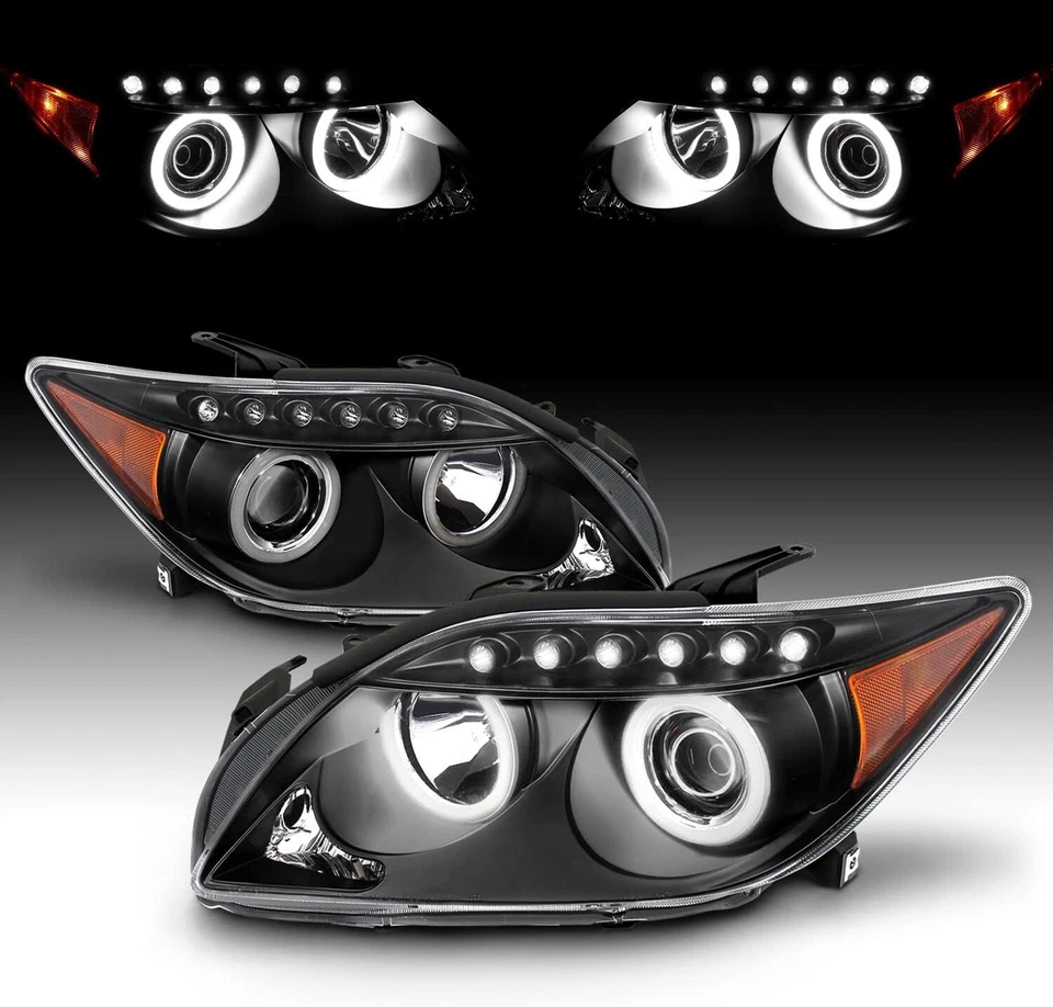 Fits 05-10 Scion tC Ultra Black LED Halo Projector Headlights Lamps Left+Right - Image 2 of 4