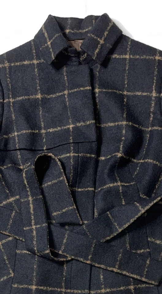 Preowned- Akris L/S Plaid Stripes Alpaca Button Front Jacket Womens (Size 14) - Image 2 of 4