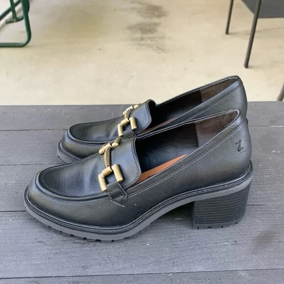 Zodiac Black Leather Chunky Loafers Size 9 | eBay display picture 2